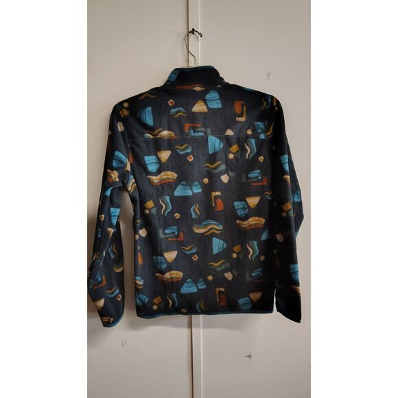 Eddie Bauer Men's Small Quarter Button Up Black Fleece Synchilla Patterned - Picture 2 of 7